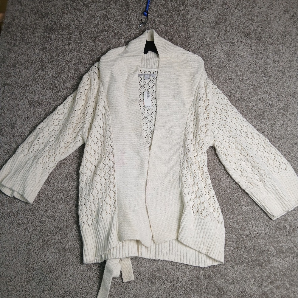 Old Navy Cardigan for Women Cream with Glitter Open Front Sweater- Size XL